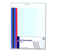 Plastic Document Folders - A4 - Clear Project Pockets - 4 Folders/Pack