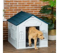 PawHut Weather-Resistant Dog House, Puppy Shelter for Large Dogs - Blue