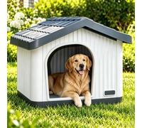 Plastic dog kennel shelter with a sloping roof | Weatherproof canopy, comfortable space, sloping roof design, easy to clean