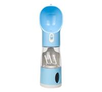 Plastic Dog Travel Water Bottle, Portable Dog Water Dispenser with Food Treat Container Leakproof Drinking Feeder with Lanyard for Pets Walking Travel (Blue)