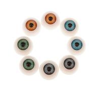 Plastic Doll Eyes, 20mm, Hollow Half Round, Acrylic, 8 Pieces, Grey Brown Blue Green, for DIY Puppets Bears Kids Accessories