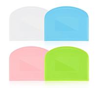 Plastic Dough Scraper 4 Piece Set, Multi-Purpose Bread Scraper and Dough Cutter for Sourdough, Flexible Cake Scraper for Baking, Pizza Dough Smoother and Bench Scraper, Assorted Colors
