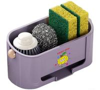 Plastic Drain Rack with Sponge Holder and Ventilated Open Design to Support Hygienic Drying of Dishes (Grape Purple)