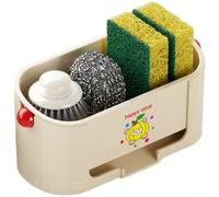 Plastic Drain Rack with Sponge Holder and Ventilated Open Design to Support Hygienic Drying of Dishes (Cream)