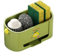 Plastic Drain Rack with Sponge Holder and Ventilated Open Design to Support Hygienic Drying of Dishes (Fresh Green)