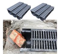 Plastic Drainage Channel, U-Shape Linear Trench Drain Trough System with Cover for Efficient Water Management in Flower Beds, Yards, Driveways, and Parking Areas