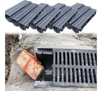 Plastic Drainage Channel, U-Shape Linear Trench Drain Trough System with Cover for Efficient Water Management in Flower Beds, Yards, Driveways, and Parking Areas