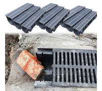 Plastic Drainage Channel, U-Shape Linear Trench Drain Trough System with Cover for Efficient Water Management in Flower Beds, Yards, Driveways, and Parking Areas
