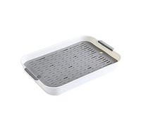Plastic Drainer Tray, Serving Trays Afternoon Tea Tray, Decorative Rectangular Display Tray Set, Food Butler Tray for Kitchen Party Dinner Snack, White, 36.5 * 24.5 * 4.9cm