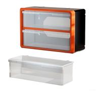 Plastic Drawer Parts Box Cabinet Hardware Component Storage Wall Mount Organizer with Multi-Grid Design for Tools and Electronic Components(Orange)