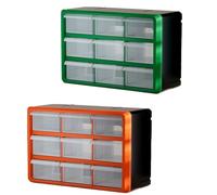 Plastic Drawer Parts Cabinet Hardware Component Organizer with Multiple Compartments for Electronic Parts Storage, Stackable Small Parts Box and Wall Mount Work(ORANGE)