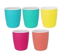 Plastic Drinking Tumblers Reusable Cups Multi Coloured Water Juice Shake Smoothies Summer Drinkware Childrens Beakers Adults for Picnic Camping Party Indoor Outdoor, Set of 5