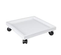 Plastic Drip Pan, Square Rolling Plant Caddy Saucer with Wheels, Heavy Duty Wheeled Planter Stand for Potted Plant, Coaster Roller Base Tray with Casters(White,33.5x33.5x10cm/13x13x4in)