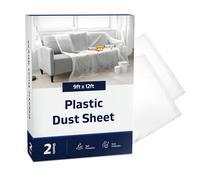 Plastic Dust Sheets for Decorating Pack of 2 Painting Sheets Drop Cloth Polythene Sheeting Large Plastic Sheets to Cover Furniture, Floor & DIY Projects