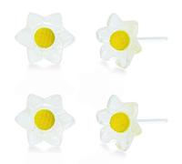 Plastic Earrings, KMEOSCH 2 Pairs Small Clear Plastic Flower Earrings for Sensitive Ears (Yellow)