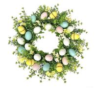 Plastic Easter Wreath 50cm with Bright Egg Details for Spring Door Decor Window Hanging Festive Accent