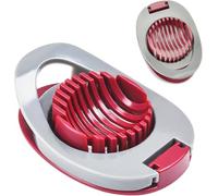 Plastic Egg Slicer with Stainless Steel,Boiled Egg Cutter,Egg Separator,Wire Egg Slicer, Multifunctional Egg Cutter for Evenly Slicing Boiled Eggs Ham Banana and Strawberry,Red