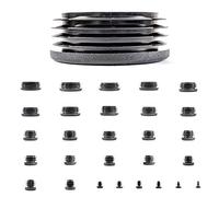 Plastic End Caps. Ribbed Inserts for Round Tubes. Made in Germany (Black, Suitable for Tubes with 28mm Outside Diameter with 1.5mm to 2mm Wall Thickness- See Second Image, Pack of 36)