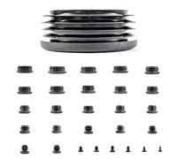 Plastic End Caps. Ribbed Inserts for Round Tubes. Made in Germany (Black, Suitable for Tubes with 35mm Outside Diameter with 1.5mm to 2mm Wall Thickness- See Second Image, Pack of 48)