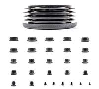 Plastic End Caps. Ribbed Inserts for Round Tubes. Made in Germany (Black, Suitable for Tubes with 36mm Outside Diameter with 1.5mm to 2mm Wall Thickness- See Second Image, Pack of 8)