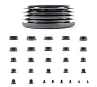 Plastic End Caps. Ribbed Inserts for Round Tubes. Made in Germany (Black, Suitable for Tubes with 40mm Outside Diameter with 1.5mm to 2mm Wall Thickness- See Second Image, Pack of 36)