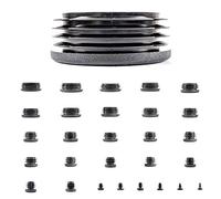 Plastic End Caps. Ribbed Inserts for Round Tubes. Made in Germany (Black, Suitable for Tubes with 50mm Outside Diameter with 1.5mm to 2mm Wall Thickness- See Second Image, Pack of 36)