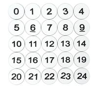 Plastic Engraved Numbered Tags Discs Without Hole Round (0-50, White)
