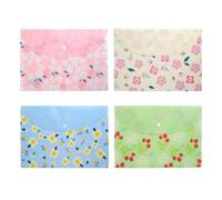 Plastic Envelope Floral Filling Document Folders A4 File Envelopes with Snap Closure Document Envelope Plastic Envelopes with Snap Closure Document Folder 4PCS