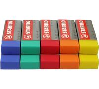 Plastic Eraser STABILO Legend - Pack of 10 Bright Rubbers - Blue, Green, Orange, Red, Yellow