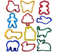 Plastic Farm Animal & Transport Dough Cutters for Baking, Biscuit Making & Modelling Pack of 12 by BCreative®