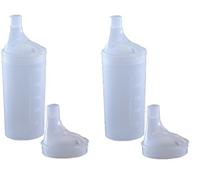 Plastic Feeding Cup with 2 LIDS - Adult Feeder Beaker with Large and Narrow spout - Hospital Mug (2)