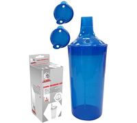 Plastic Feeding Cup with 2 Lids Adult Feeder Beaker with Large & Small Spouts, Straw Holes - Ideal for Liquids & Blended Foods - Easy to Hold, Spill-Resistant, Perfect for Home & Hospital Use (Blue)