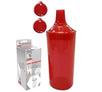 Plastic Feeding Cup with 2 Lids Adult Feeder Beaker with Large & Small Spouts, Straw Holes - Ideal for Liquids & Blended Foods - Easy to Hold, Spill-Resistant, Perfect for Home & Hospital Use (Red)