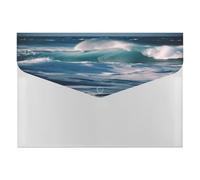 Plastic File Folders with Snap,Ocean Waves Clear Folders File Bags File Organiser File Wallet Expandable File Folder, Document Storage Organizer