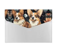 Plastic File Folders with Snap,Two Corgis Clear Folders File Bags File Organiser File Wallet Expandable File Folder, Document Storage Organizer