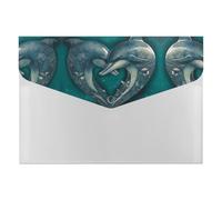 Plastic File Folders with Snap,Two Dolphins Pattern Clear Folders File Bags File Organiser File Wallet Expandable File Folder, Document Storage Organizer