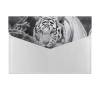 Plastic File Folders with Snap,White Tiger in The Snow Clear Folders File Bags File Organiser File Wallet Expandable File Folder, Document Storage Organizer