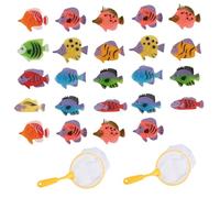 Plastic Fish, 24 Pcs Fish Toys with 2 Nets, Ocean-Themed Bath Toys for Kids, Random Assortment of Toy Fish for Classroom Learning, Parent-Child Games and Party Favors
