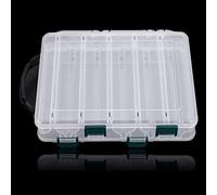 Plastic Fishing Tackle Box, Lure Case, Double Sided Waterproof Visible Plastic Clear Fishing Lure Bait Hooks Fishing Tackle Accessory Storage Box Case Container (10 Slots)