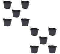 Plastic Flexi Tubs 56 Litre Heavy Duty Flexible Storage Bucket - Multi Purpose Round Container LARGE TUB -GARDEN - CONTAINER -FLEXIBLE STORAGE BUCKET (Black) Pack of 10