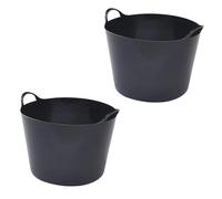Plastic Flexi Tubs 56 Litre Heavy Duty Flexible Storage Bucket - Multi Purpose Round Container LARGE TUB -GARDEN - CONTAINER -FLEXIBLE STORAGE BUCKET (Black) Pack of 2