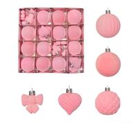 Plastic Flocked Christmas Tree Decoration Balls Set, Reusable Lightweight Hanging Ornaments In Vibrant Colours For Holiday Decor Including Wreaths And Garlands(E)