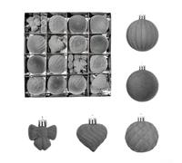 Plastic Flocked Christmas Tree Decoration Balls Set, Reusable Lightweight Hanging Ornaments In Vibrant Colours For Holiday Decor Including Wreaths And Garlands(S)