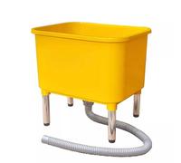 Plastic Floor Mop Sink With 25cm Deep Basin, Movable Mop Sink Service Basin with Large Diameter Drain Spout for Laundry Backyard Kitchen Garage