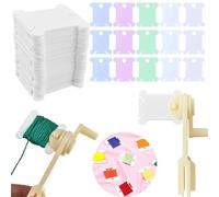 Plastic Floss Bobbins, Multicolor Plastic Bobbins Cross Stitch Embroidery Thread Storage 50/100/500 pcs(Green)