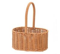 Plastic Flower Basket with Traditional Rattan Weave Pattern for Floral Workshops, Bedroom Nightstand Styling, Patio Side Tables, and Gallery Walls (B)