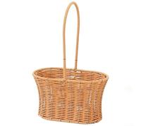 Plastic Flower Basket with Traditional Rattan Weave Pattern for Floral Workshops, Bedroom Nightstand Styling, Patio Side Tables, and Gallery Walls (D)