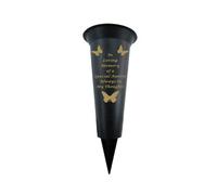 Plastic Flower Holders/Memorial Grave Vases Ornaments - Butterfly Spike Grave Flower Vase Holders with Funeral Verses for Your Loved Ones - Black (Auntie)