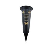 Plastic Flower Holders/Memorial Grave Vases Ornaments - Butterfly Spike Grave Flower Vase Holders with Funeral Verses for Your Loved Ones - Black (Someone Special)