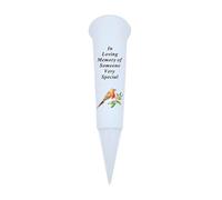 Plastic Flower Holders/Memorial Grave Vases Ornaments-Spike Flower Grave Vases for Grave Decoration with Engraved Funeral Verses for Your Loved Ones -With White Spike and Robin Image (Someone Special)